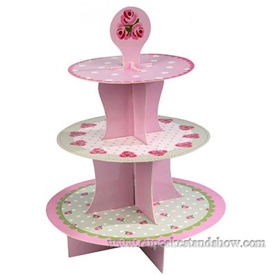 Vintage Roses Cardboard Cupcake Stand