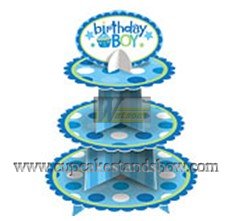 Happy Birthday Cardboard Cupcake Tree Stand for Boy's Party