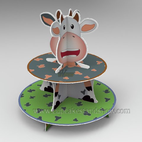 Original Cartoon Cow Cardboard Cupcake Stand