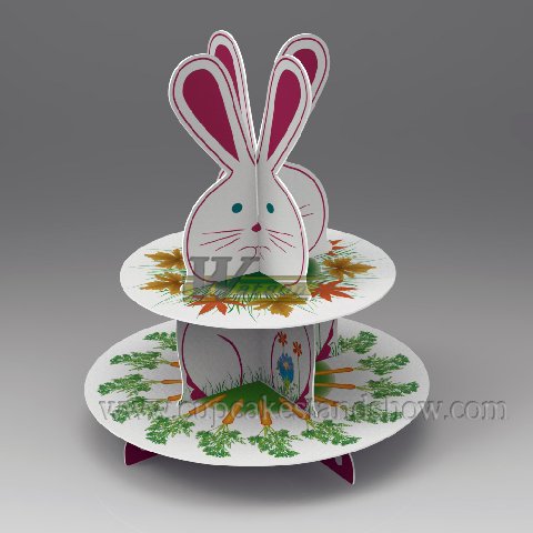 Original Cartoon Easter Bunny Cardboard Cupcake Stand
