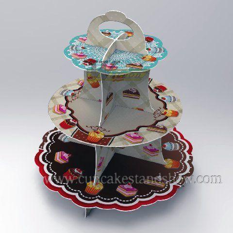 Original Cupcake Design Cardboard Cake Tower for Birthday Party