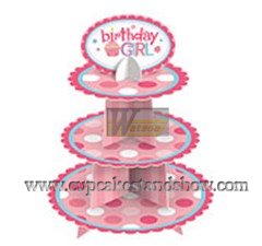 Happy Birthday Cardboard Cupcake Tree Stand for Girl's Party