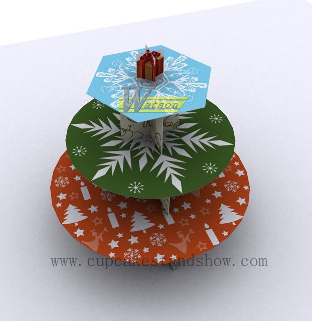 Original New Design Cardboard Cupcake Stand for Christmas