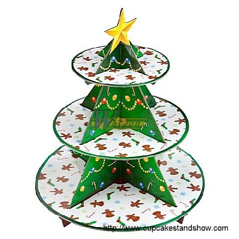 Christmas tree cardboard folding cupcake display stand