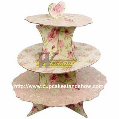 multi-layer rose cardboard cupcake display stand
