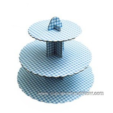 Light Blue Gingham Cupcake Stand