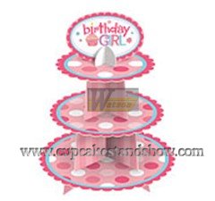 Happy Birthday Cardboard Cupcake Tree Stand for Girl