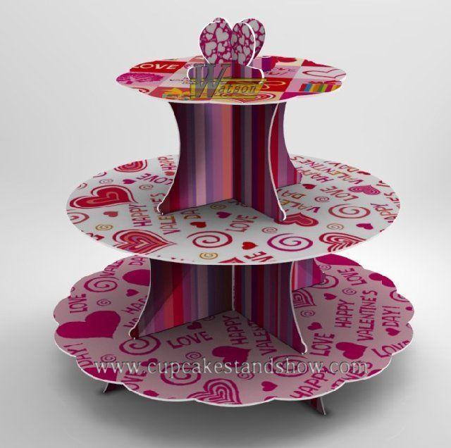 Original Pink Design Cardboard Cupcake Stand for Valentine