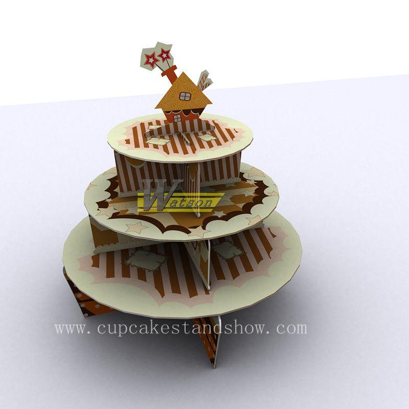 Original New Design 3 tiers Sweet Home Cardboard Cupcake Stand